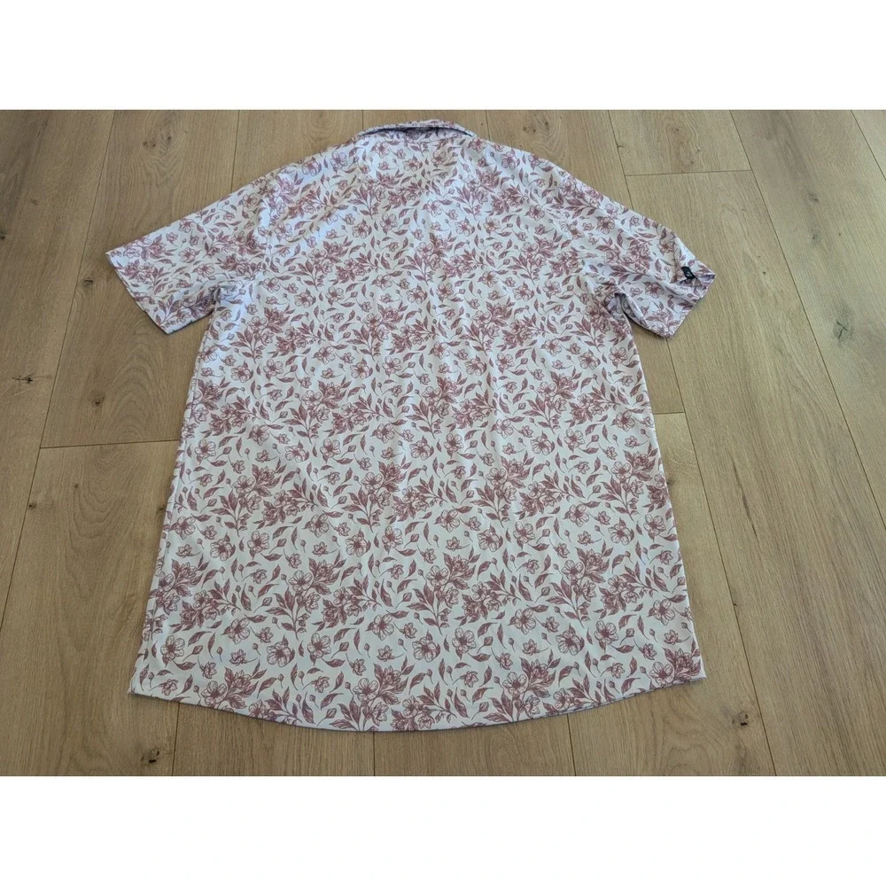 Swannies Golf Polo Shirt Mens Size XL Mauve White Floral Polyester Short Sleeve